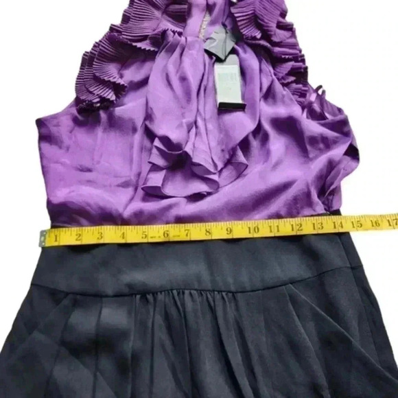 Bcbgmaxazria Dress Black Orchid Silk Ruffles Whimsigoth New With Tags Women's 6 - Picture 14 of 16